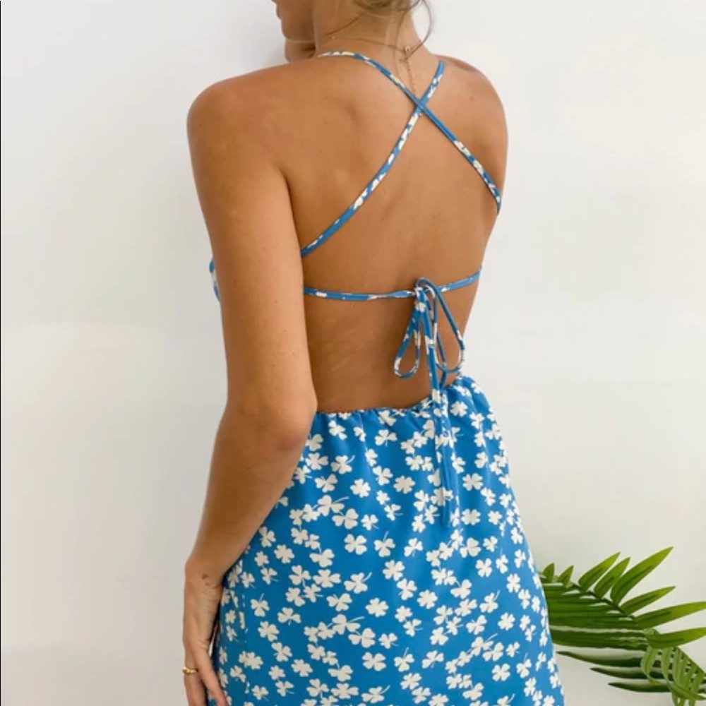 Blue mini floral dress